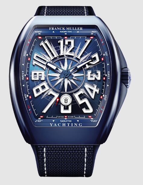 Franck Muller Vanguard Yachting Ceramic Replica Watch for sale Cheap Price V 45 SC DT YACHT CR BL (BL) Blue Dial White numbers